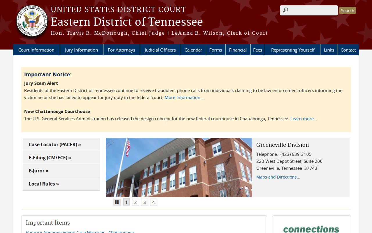Cocke County arrest search Eastern District of Tennessee court