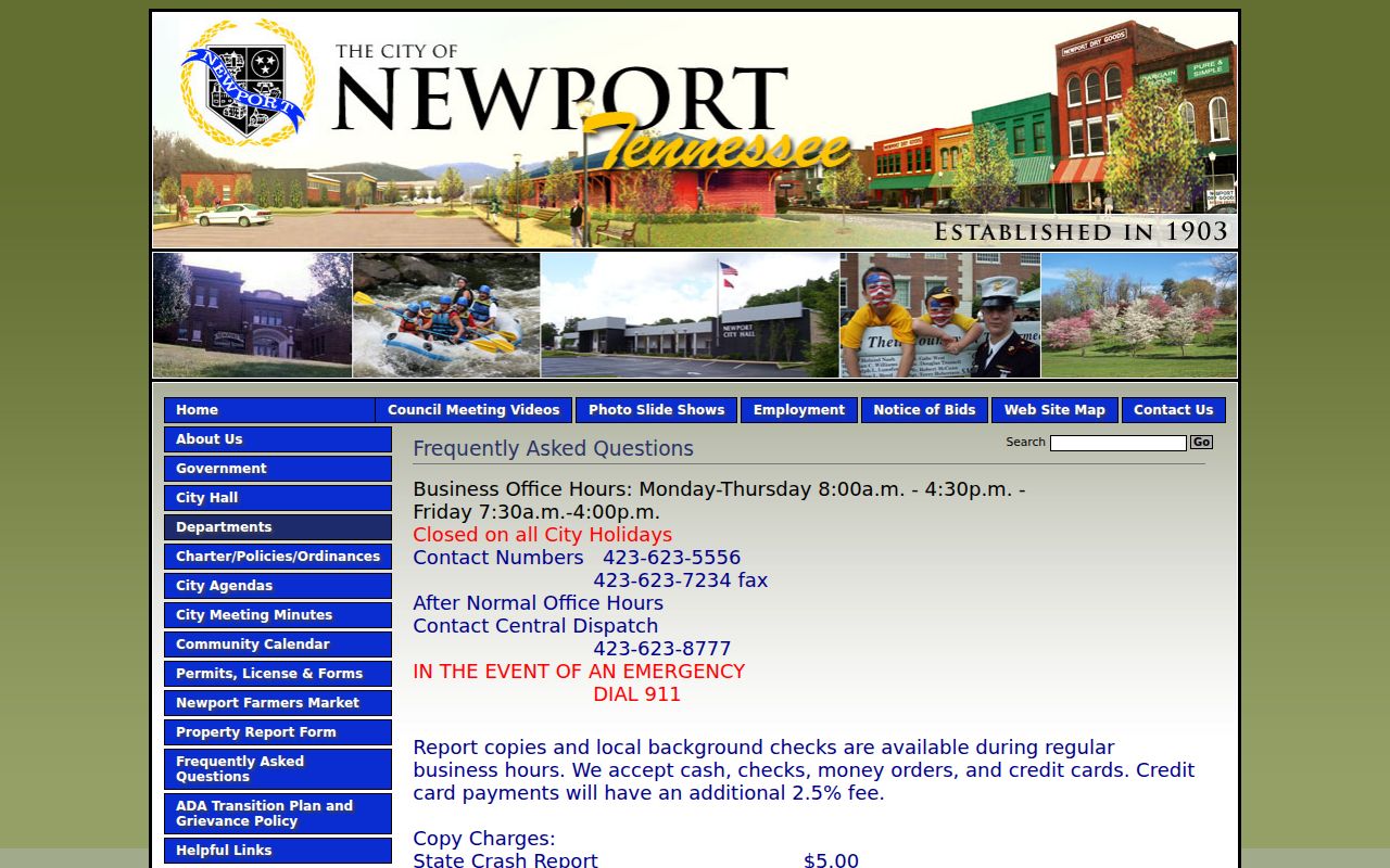 Cocke County arrest search Newport Police records information